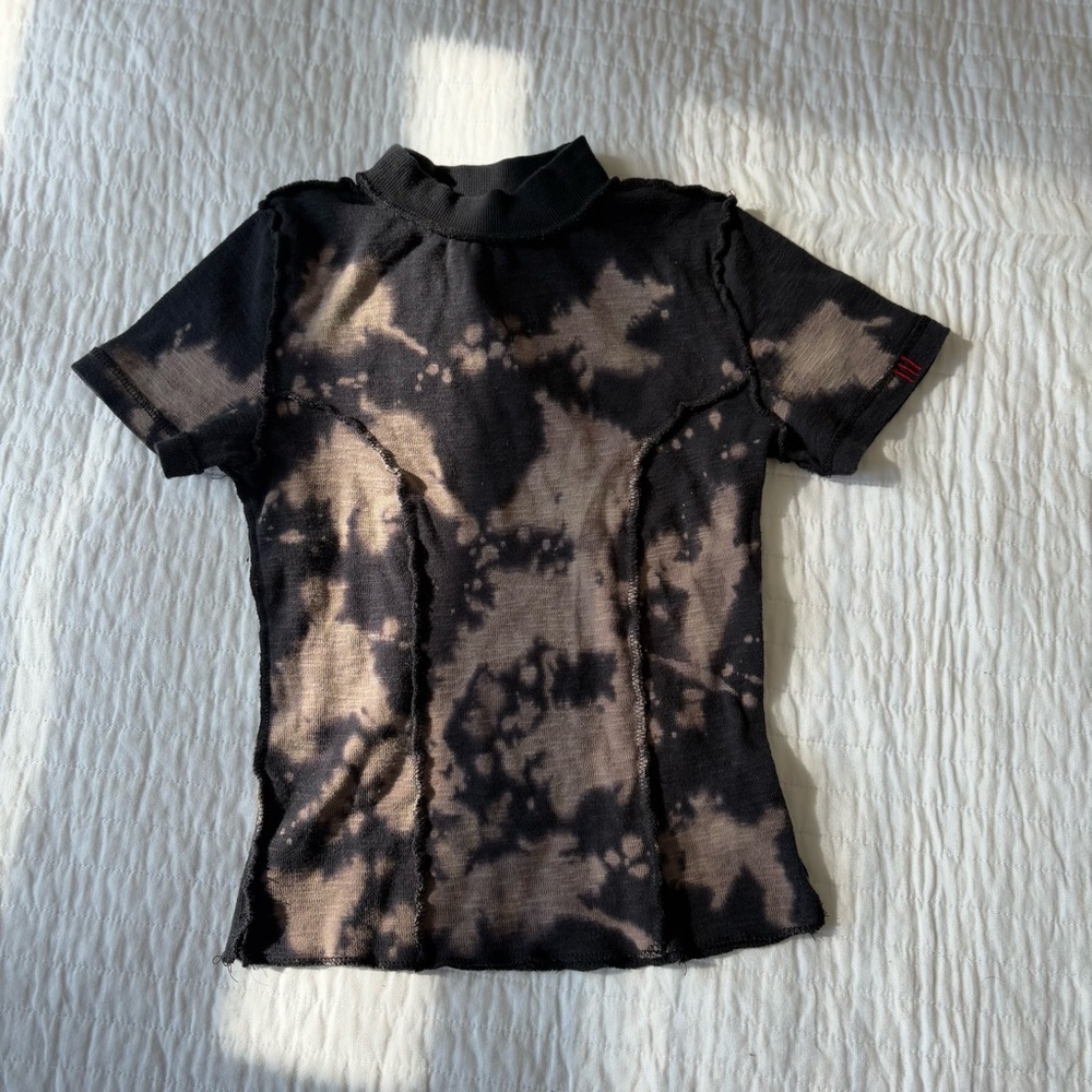 BDG Black Knit Acid-Wash Turtleneck Tee
